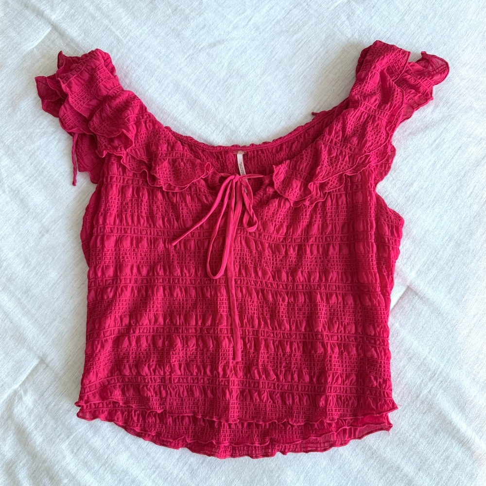 Free People Love-You-More Ruffled Blouse, Medium, Excellent Condition